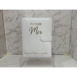 Wedding Planner Book and Organizer for The Bride White Faux Leather, Gold Foil